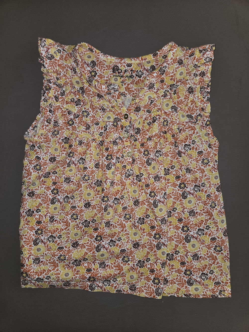 LOFT Floral Ruffle Sleeveless Camisole - Yellow & Orange